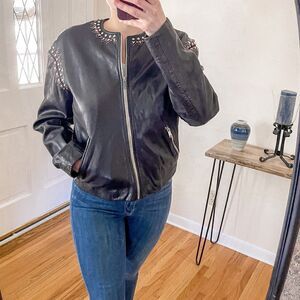 Isabel Marant Etoile Buddy Studded Leather Jacket Black